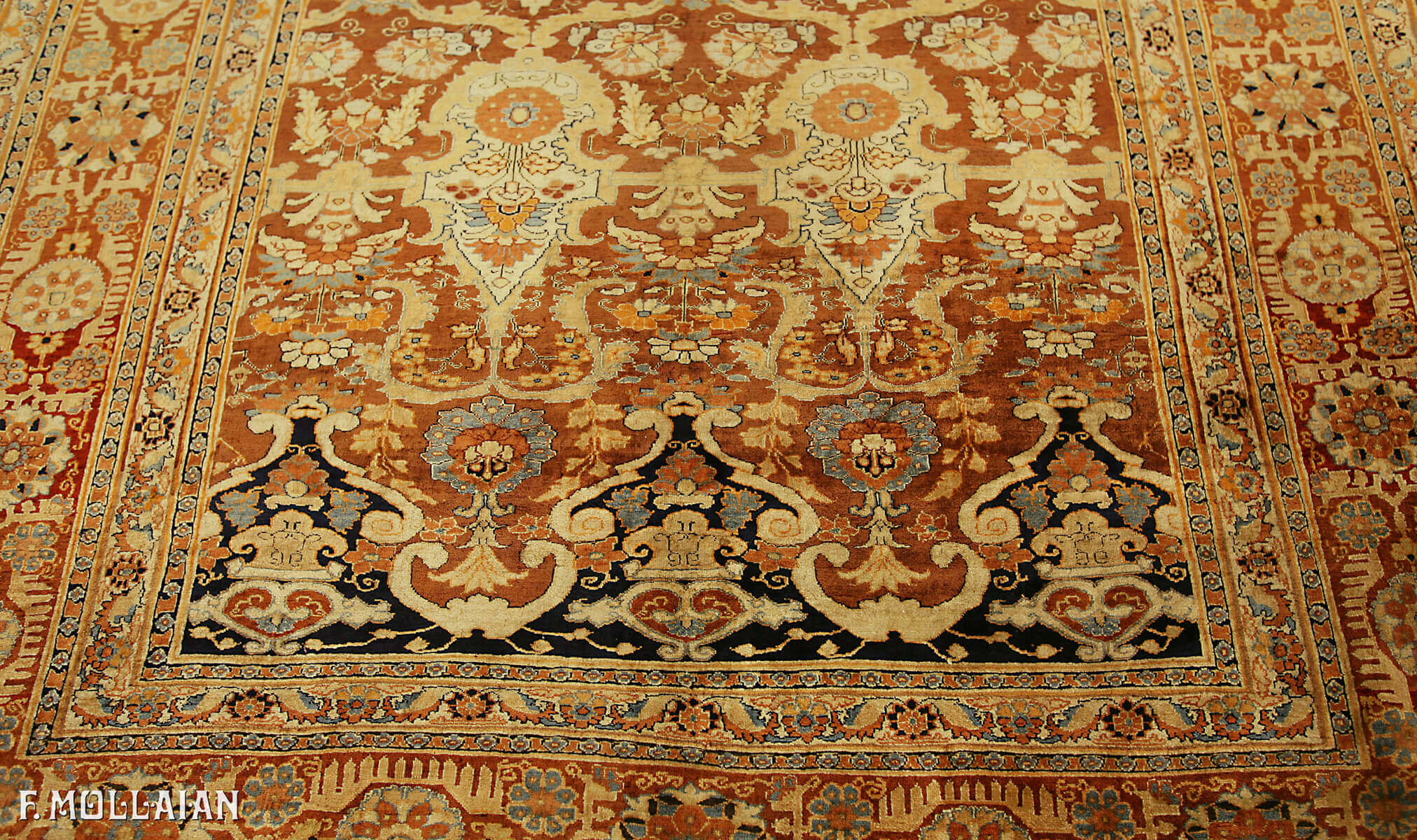 All-Over Antique Persian Heriz Silk Rug n°:55381474